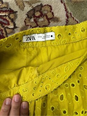 ZARA Bright Yellow Eyelet Circle Skirt